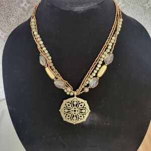 Army green pendant necklace